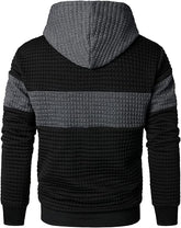 Men's Waffle Knit Color Block Pullover Hoodie